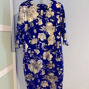Blue/gold cocktail dress
